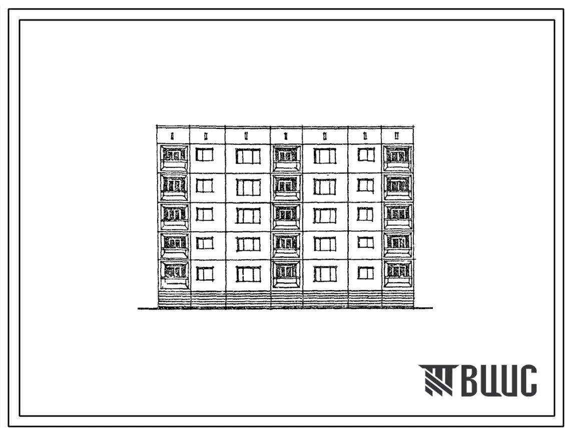 Типовой проект 97-0196с.84 Блок-секция 5-этажная 20-квартирная рядовая 1Б.2Б.3Б.3Б