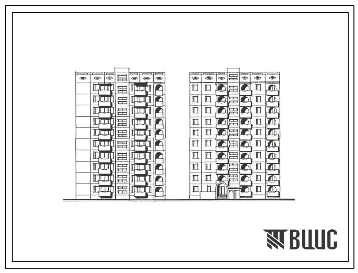 Типовой проект 192-019с.88 Блок-секция 20-квартирная рядовая с торцовыми окончаниями 4-3. Н эт = 2,8 м (Шаг поперечных стен 3,0 и 3,6 м СТЕНЫ ИЗ КЕРАМЗИТОБЕТОННЫХ ПАНЕЛЕЙ, Ориентация свободная, Сейсмичность 7 и 8 баллов, Десятиэтажные, Изделия заводского