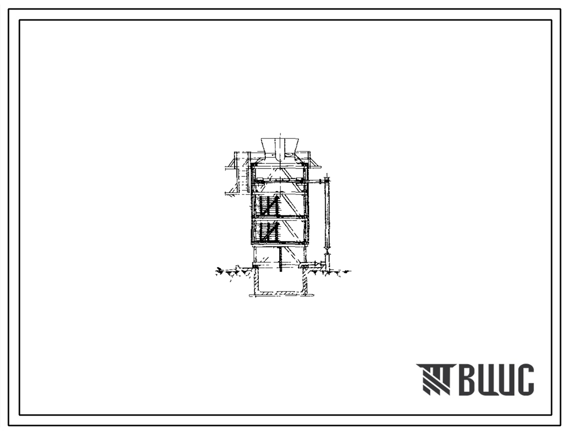 Типовой проект 901-6-3 Многосекционные деревянные капельные и брызгальные градирни с площадью секций 16 м.кв. с вентилятором ВГ25