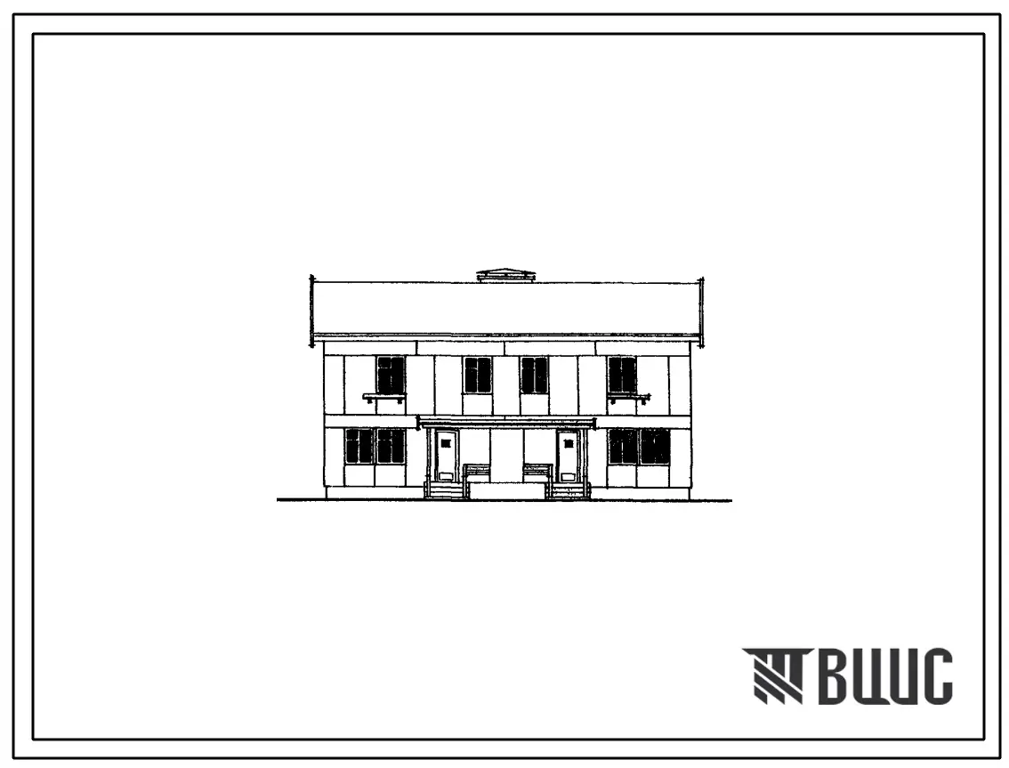 Типовой проект 141-115-5/75 Двухэтажный двухквартирный жилой дом с четырехкомнатными квартирами в двух уровнях.