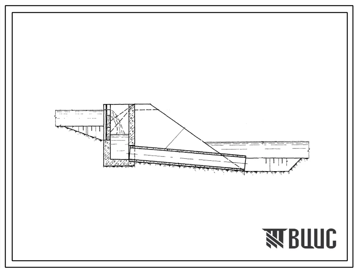 Типовой проект 820-17/66 Водовыпуски трубчатые из чека в чек (без переезда) на расходы от 30 до 70 л/сек и падением до 0,5 м из асбестоцементных труб. Тип В-44.