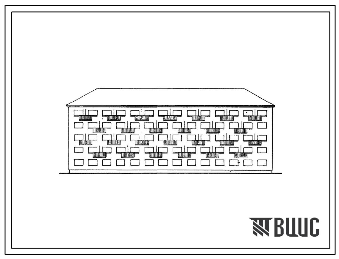 Типовой проект 1-446С-6 Пятиэтажный дом на 105 комнат. Стены из кирпичных блоков или кирпича.