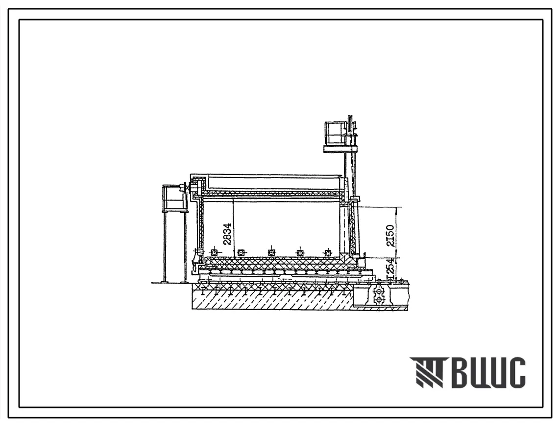 Типовой проект 406-9-338.88 Печь термическая с выкатным подом размерами 3,0х6,0 м на газе с ограждением из панелей.