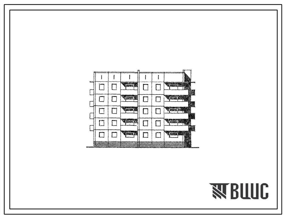 Типовой проект 97-0213.85 Блок-секция 5-этажная 20-квартирная угловая правая. Для строительства в 1В климатическом подрайоне.