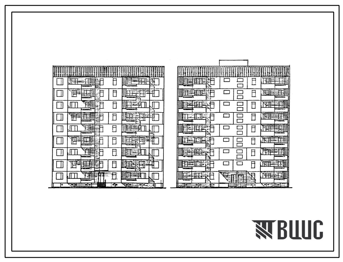 Типовой проект 179-01в.85 Блок-секция рядовая (торцевая) 9-этажная 36-квартирная для Пантелеймоновского ЖБИ /ЭКП-1/