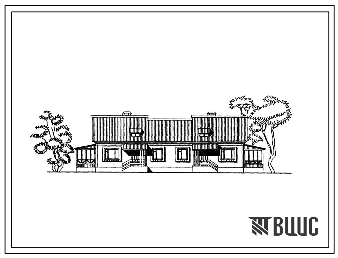 Типовой проект 181-135-165/1.2 Дом на 2 трехкомнатные квартиры типа 3Б. Общая площадь 136 м2 (СТЕНЫ ИЗ КЕРАМЗИТОБЕТОННЫХ ПАНЕЛЕЙ)