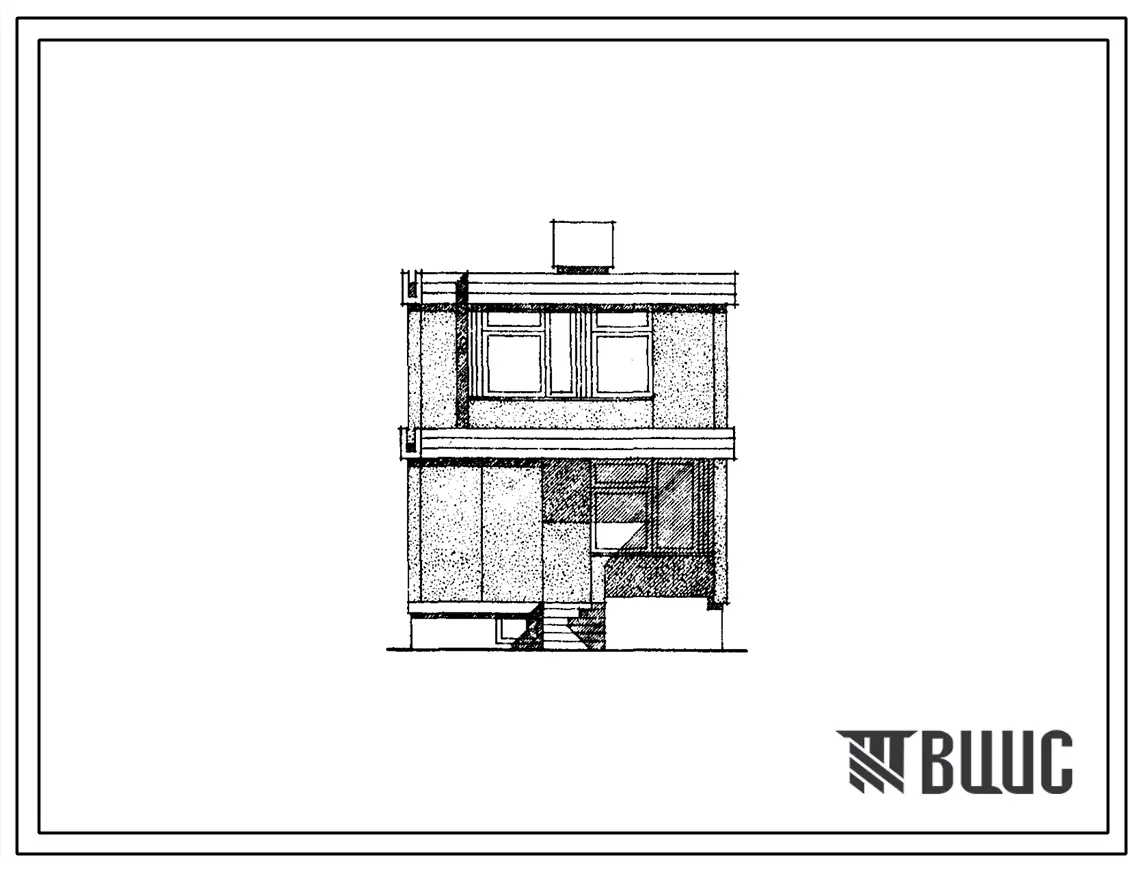 Типовой проект 126-068/1 Двухэтажная четырехкомнатная блок-квартира типа 4Б рядовая с торцевыми окончаниями. Для строительства в 4Г климатическом подрайоне г.Астрахани и области