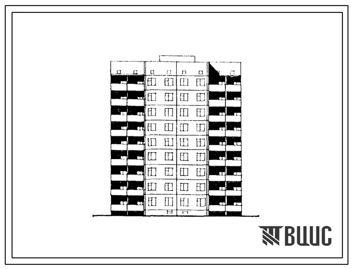 Типовой проект 96-068в.85 Девятиэтажная блок-секция торцевая на 54 квартиры. Для строительства в 3В климатическом подрайоне Украинской ССР (г.Макеевка) на подрабатываемых территориях
