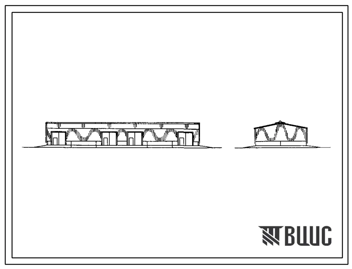 Типовой проект 816-2-25.86 Стоянка на 24 сельхозмашины. Предназначена для межсезонного хранения сельхозмашин. Размеры здания - 12x36 м. Расчетная температура: -30°С. Стены - панельные железобетонные и асбестоцементные листы. Покрытие - асбестоцементные ли