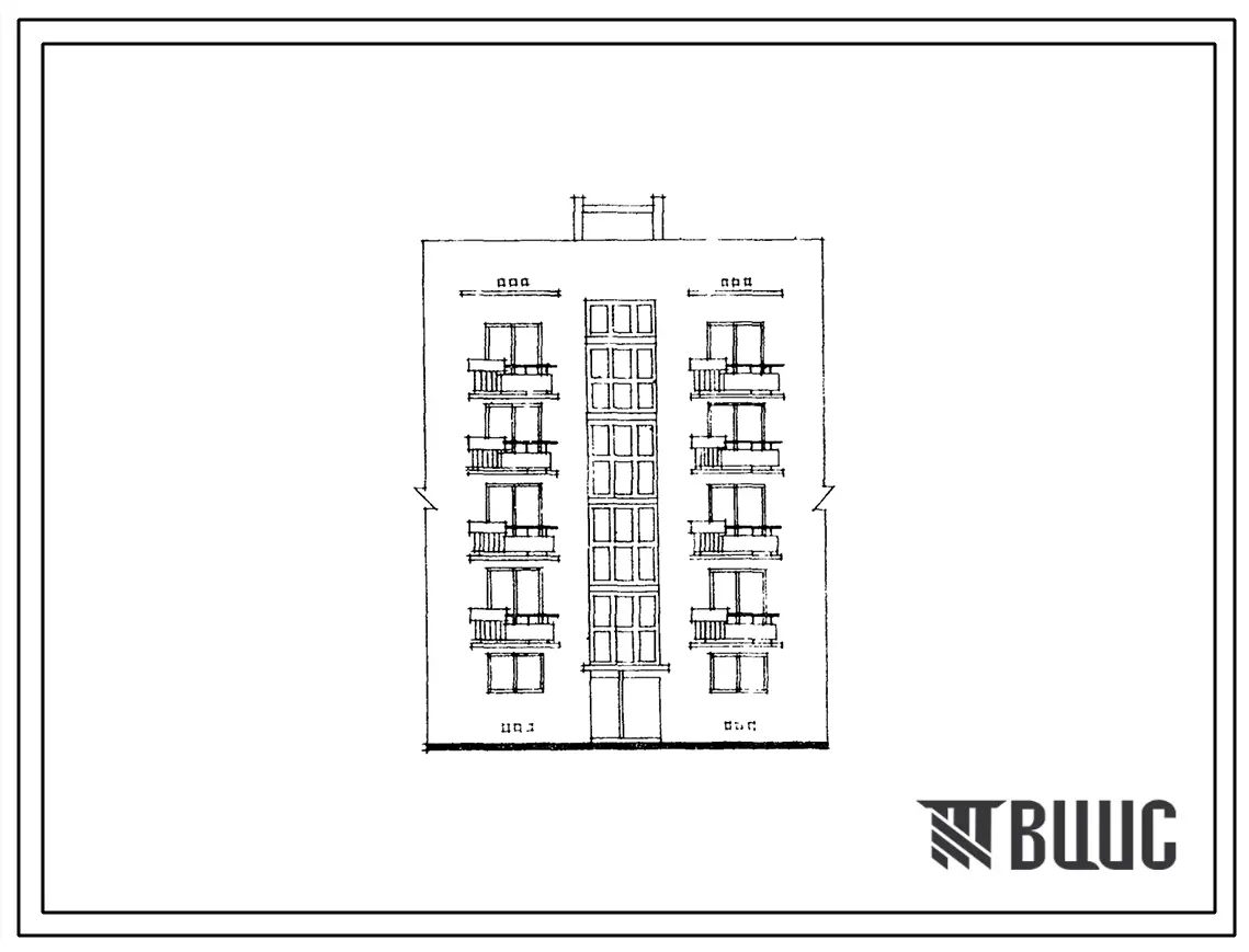 Типовой проект 109-043с Пятиэтажная одинарная блок-секция Р-1А.1А с лестничной клеткой на 10 квартир.