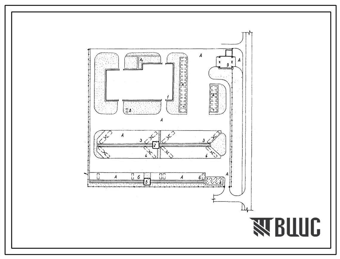 Типовой проект 816-01-85.86 Гаражи с профилакториями на 10, 25, 60, 100 и 130 автомобилей. Предназначены для эксплуатации, ремонта, технического обслуживания и хранения автотранспортных средств. Общая численность работающих - 12; 31; 78; 151 и 226 чел. Ра