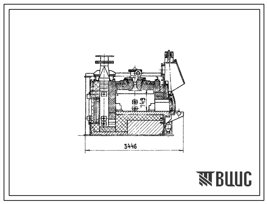 Типовой проект 406-9-281.84 Печь нагревательная камерная размерами пода 1,16 х 1,5 м на газе среднего давления с отводом дыма вверх