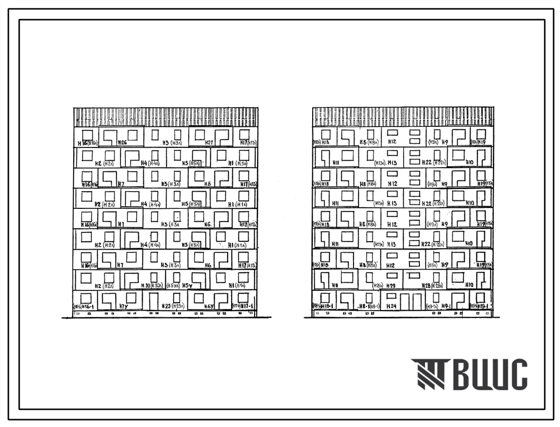 Типовой проект 179-02в.85 Блок-секция рядовая (торцевая) 9-этажная 36-квартирная для Пантелеймоновского ЖБИ /ЭКП-2/