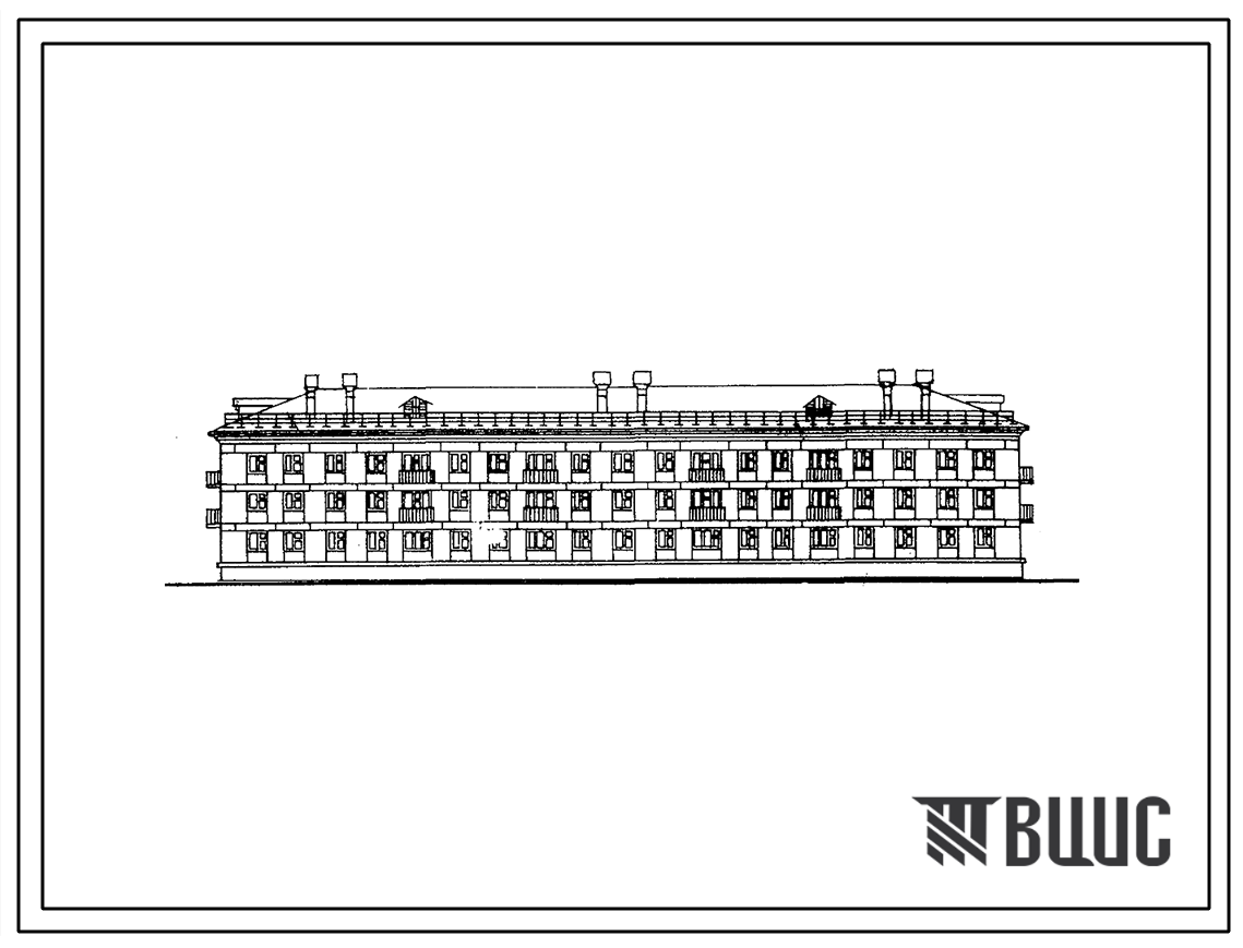 Типовой проект 1-307с-3 Трехэтажный трехсекционный дом на 36 квартир, с ваннами, с подвалом и без подвала.