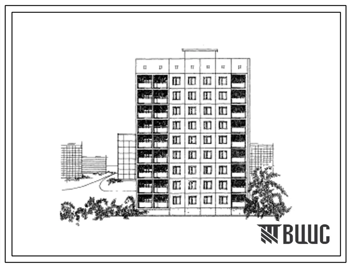 Типовой проект 135-036с/1 Девятиэтажная блок-секция торцевая правая на 27 квартир  (двухкомнатных 2Б-9, трехкомнатных 3А-9, четырехкомнатных 4Б-9). Для строительства в 3Б климатическом подрайоне сейсмичностью 7 и 8 баллов