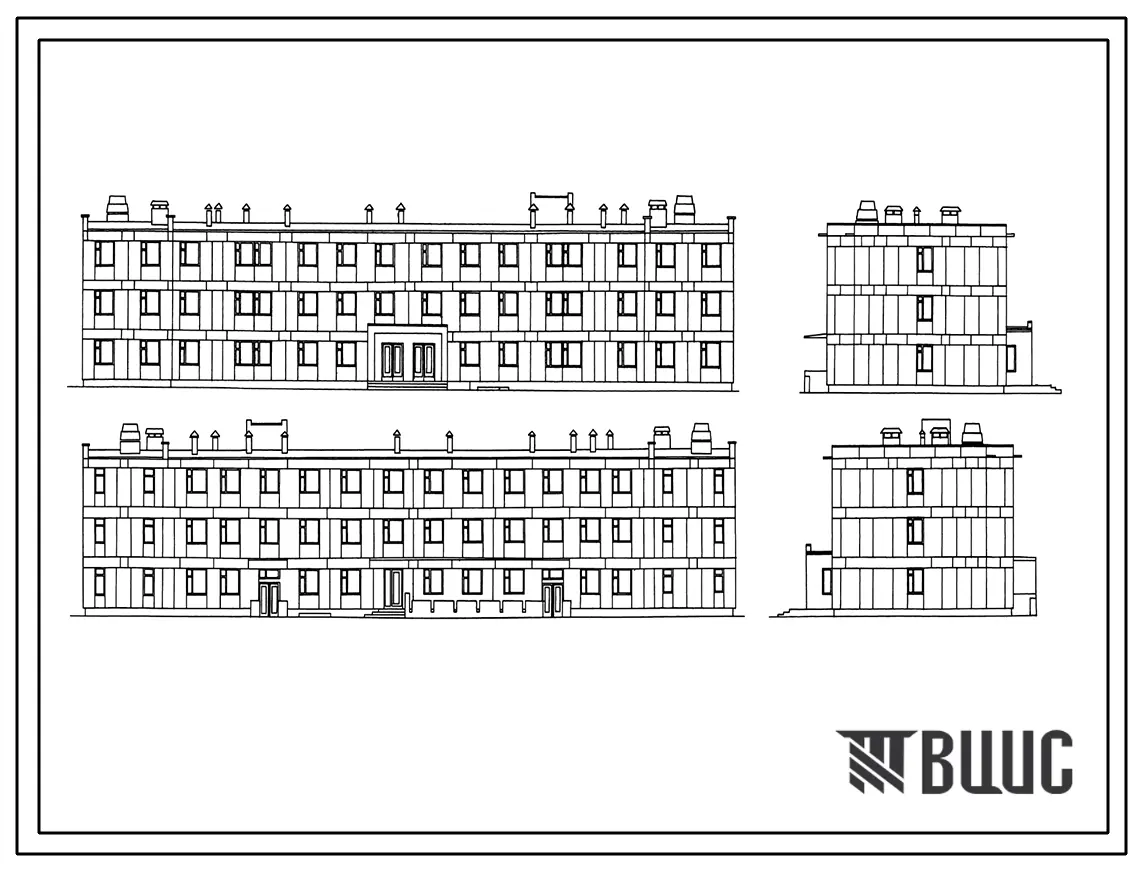 Типовой проект 223-9-17-177 Интернат (спальный корпус) на 200 мест при общеобразовательной школе. Здание трехэтажное. Конструкции серии 17. Стены из крупных легкобетонных блоков.