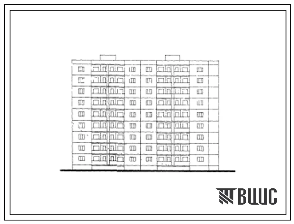 Типовой проект 127-019с/1 Девятиэтажная блок-секция торцевая крупнопанельная  правая на 36 квартир (двухкомнатных 2Б-9, трехкомнатных 3Б-9, четырехкомнатных 4Б-9, пятикомнатных 5Б-9). Для строительства в 4Б климатическом подрайоне грузинской ССР сейсмично
