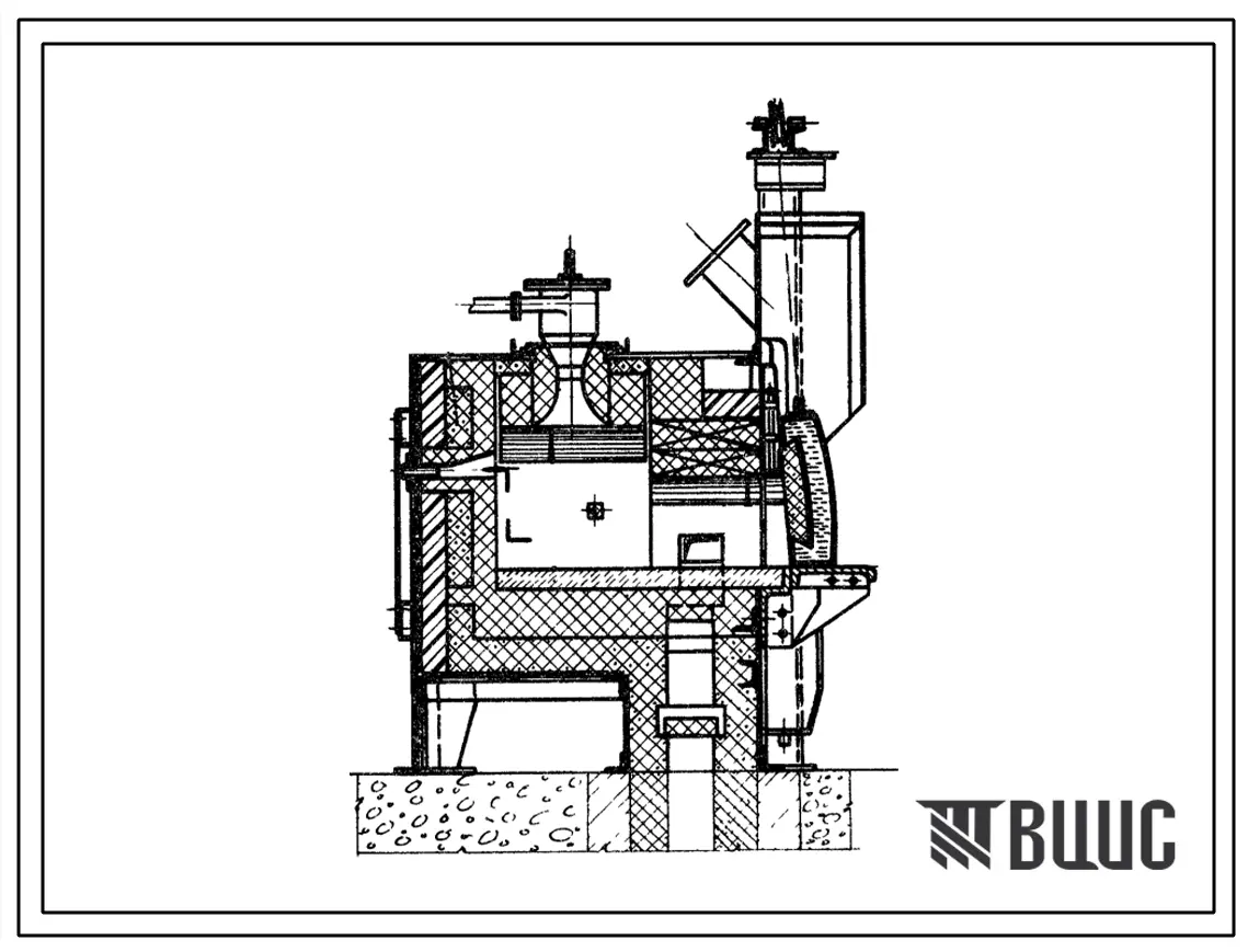Типовой проект 406-9-90 Печь нагревательная камерная размерами пода 0,9х0,7 м на газе низкого давления с отводом дыма в боров.