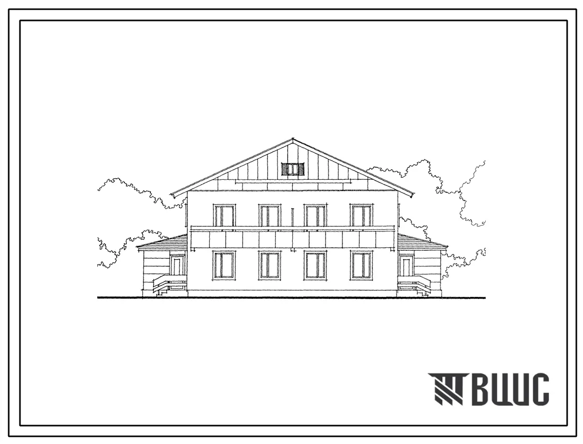 Типовой проект 144-52-207с.2 2-этажный 2-квартирный жилой дом с квартирами типа 5Б в двух уровнях. Для строительства в районах с сейсмичностью 9 баллов.