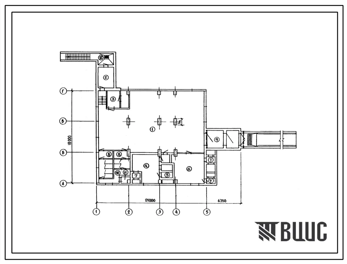 Типовой проект А-2,3,4-600-278.84 Склад материалов и оборудования, отдельно стоящий,заглубленный, (убежище на 600 человек, размеры убежища 27,75м на 18м, режимы вентиляции 1,2).