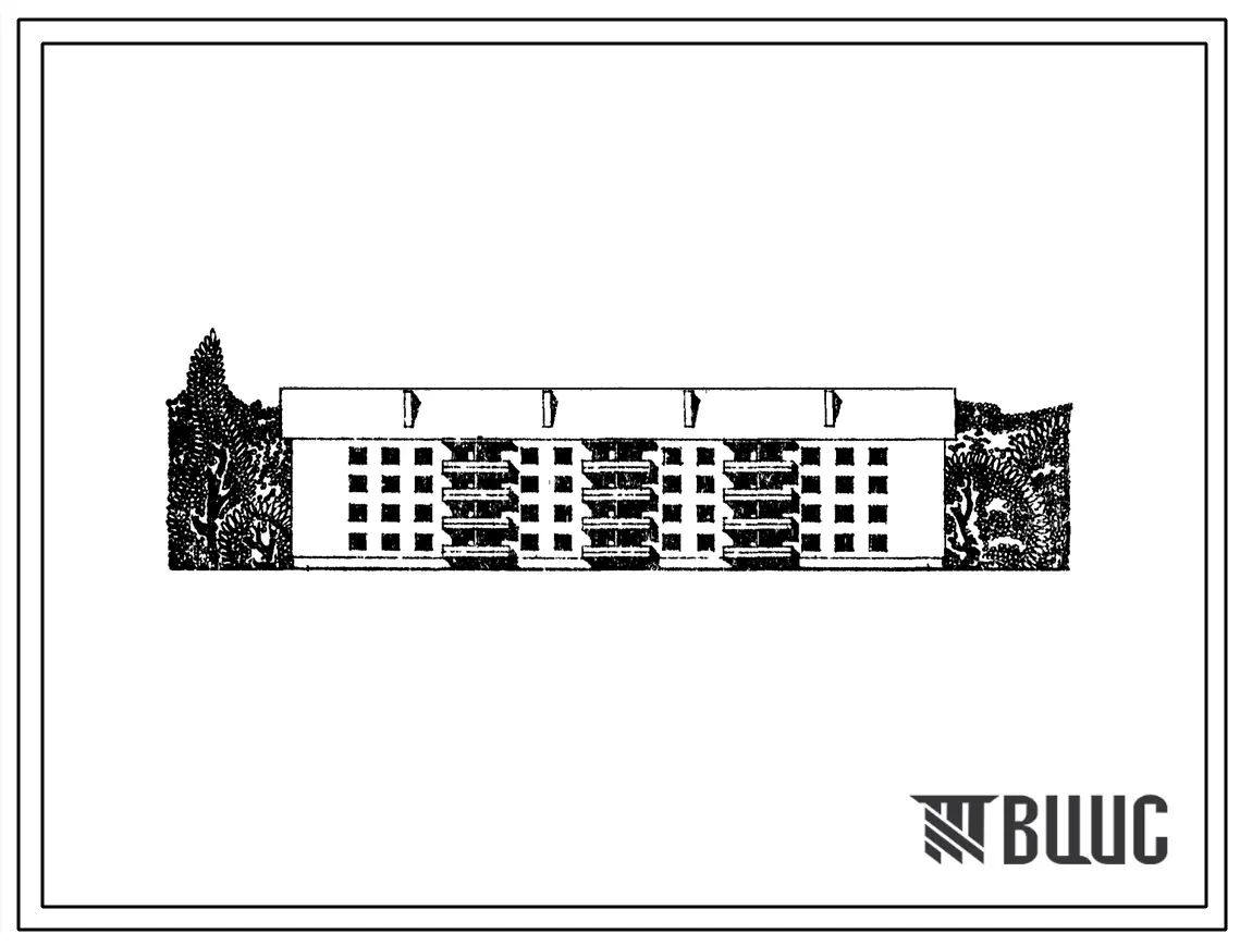 Типовой проект 114-24-24/1 Четырехэтажный четырехсекционный дом на 40 квартир (однокомнатных 1Б-8, двухкомнатных 2Б-20, трехкомнатных 3А-8, 3Б-4). Для строительства во 2 и 3 климатических районах ССР