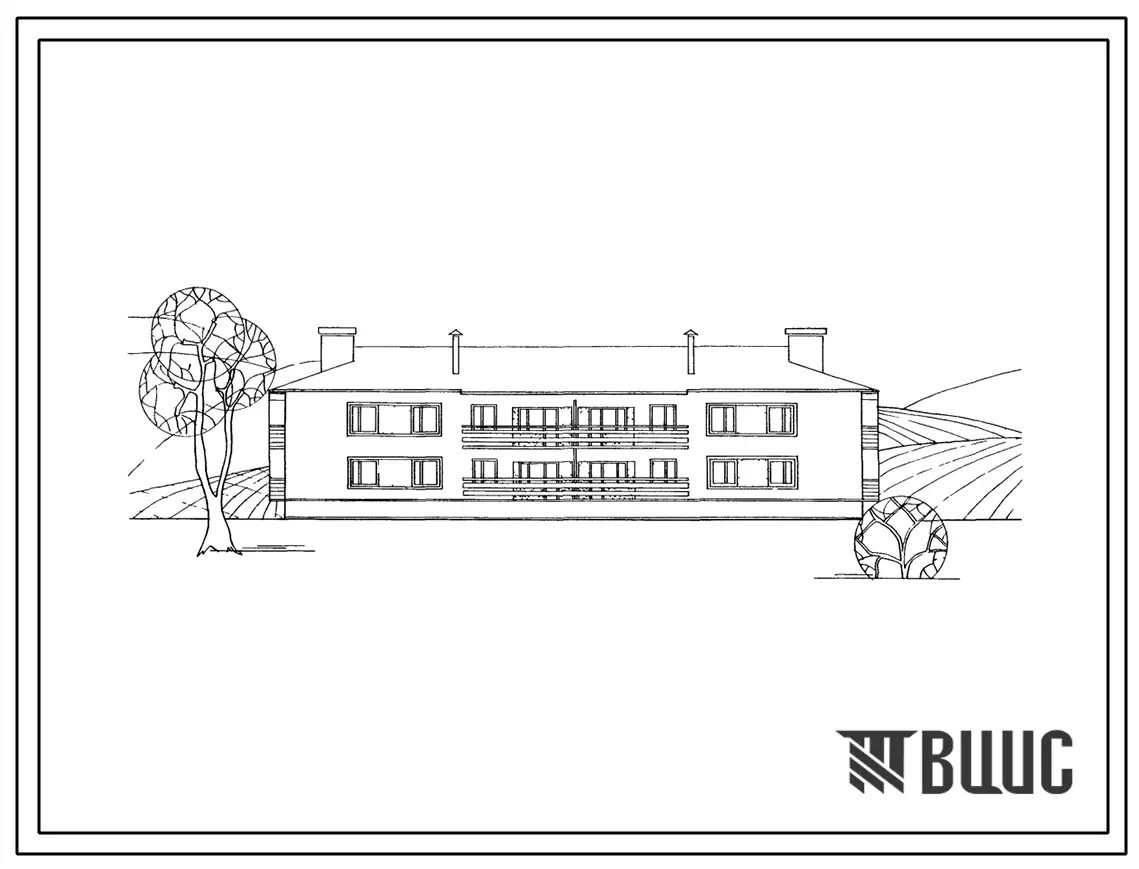 Типовой проект 114-52-167с Двухэтажный двухсекционный жилой дом на 12 квартир (однокомнатных 1А-4; двухкомнатных 2Б-4; трехкомнатных 3Б-4). Для районов сейсмичностью 9 баллов