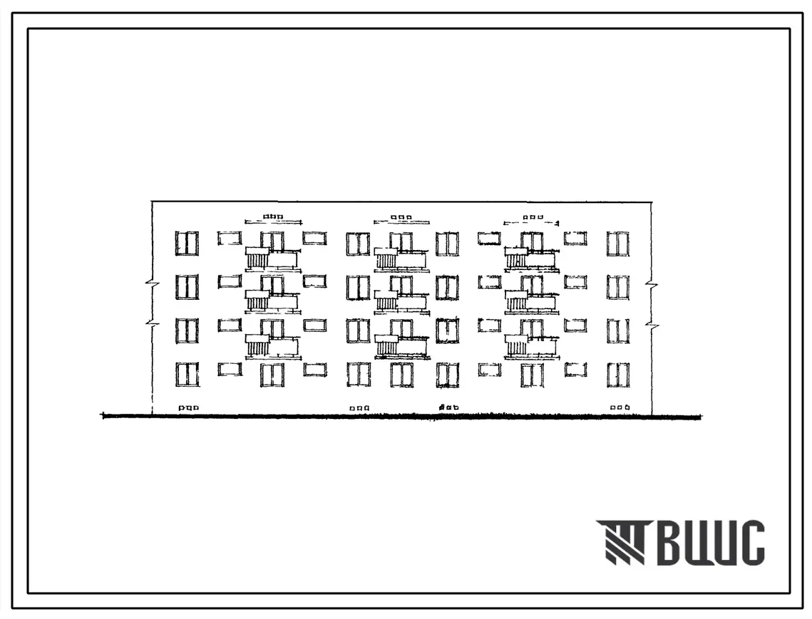 Типовой проект 109-017с Четырехэтажная сдвоенная блок-секция Р-3А.3Б-4Б.2Б на 16 квартир.