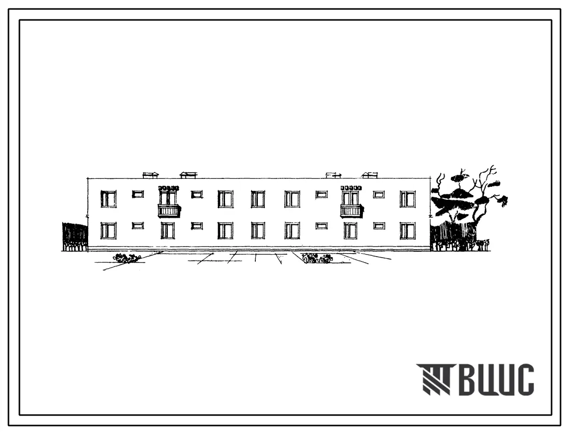 Типовой проект 101-039сп/1 Двухэтажная блок-секция рядовая на 8 квартир типа 3Б. Для строительства в районах несейсмических и сейсмичностью 7 баллов