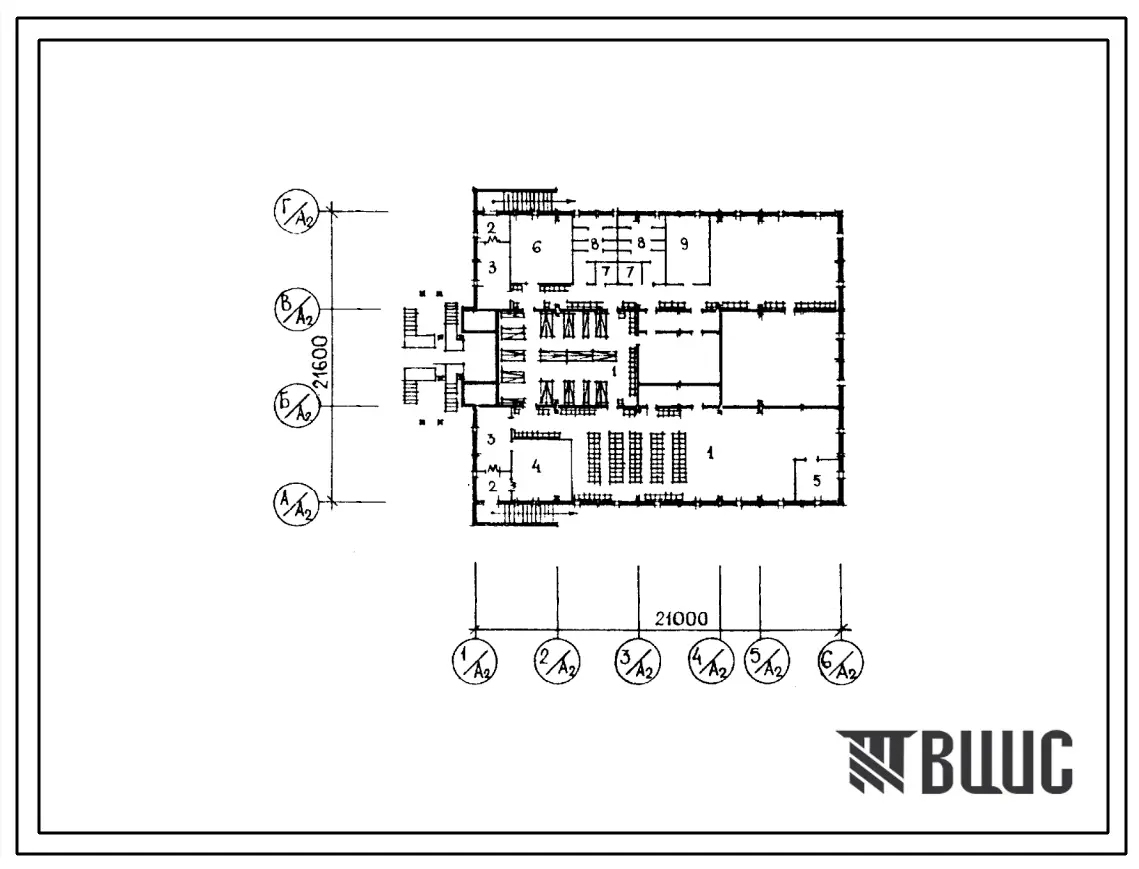 Типовой проект П-3(П-4)-344(211-1-365с.13.86) Хозяйственно-бытовые помещения в подвале детских яслей-садов на 290 мест, (убежище на  человек, размеры 344 убежища 21,6м на 21м, режимы вентиляции 1,2,3).