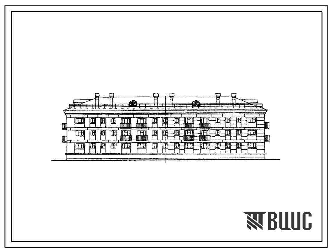 Типовой проект 1-307с-13 Трехэтажный трехсекционный дом на 36 квартир, без ванн, с подвалом и без подвала