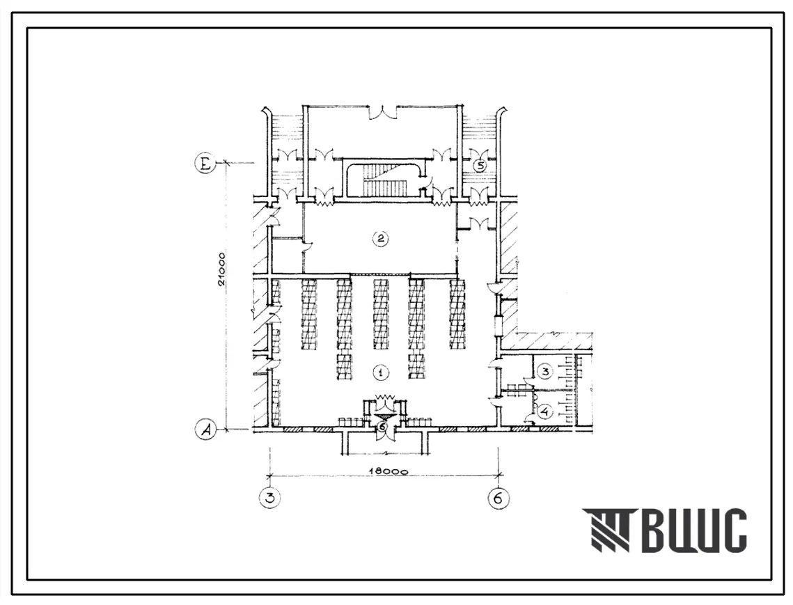Типовой проект Б-2-200(506-120) Служебно-бытовые помещения 1 этажа служебно-пассажирского здания с кдп-у для крайнего севера, (убежище на 200 человек, размеры убежища 21м на 18м, режимы вентиляции 1,2,3).