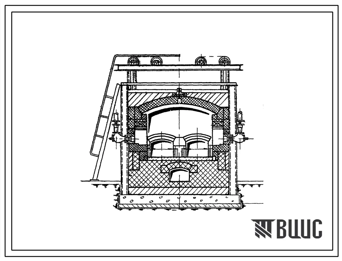 Типовой проект 406-9-54/70 Печь нагревательная камерная размерами пода 2,1х1,6 м