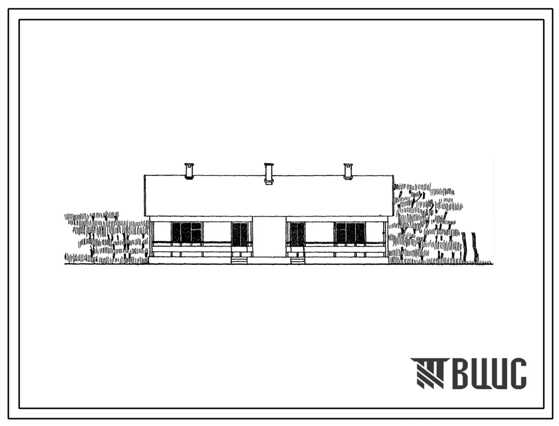 Типовой проект 185-42-45с/69 1-этажный 2-квартирный 2-комнатный жилой дом для строительства в 4 строительно-климатической зоне, в районах с сейсмичностью 7 и 8 баллов.