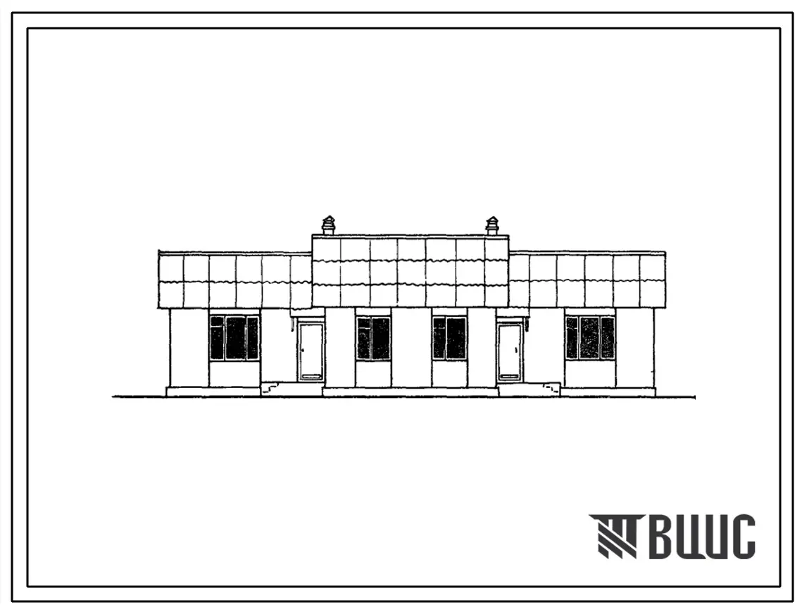 Типовой проект 183-126-78.83 1-этажный 2-квартирный жилой дом с 3-комнатными квартирами 3Б. Для строительства в 1В климатическом подрайоне Казахской СССР.