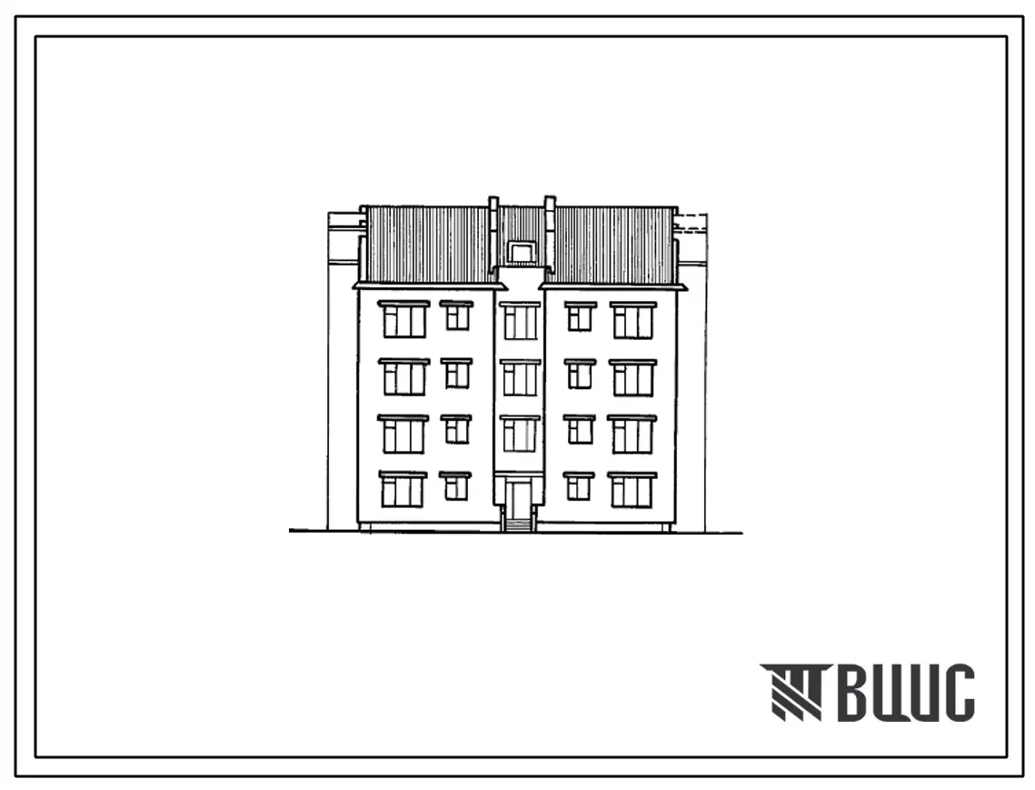 Типовой проект 114-12-187.2 Четырехэтажный односекционный 16-квартирный жилой дом с квартирами типа 2А, 2Б, 3А