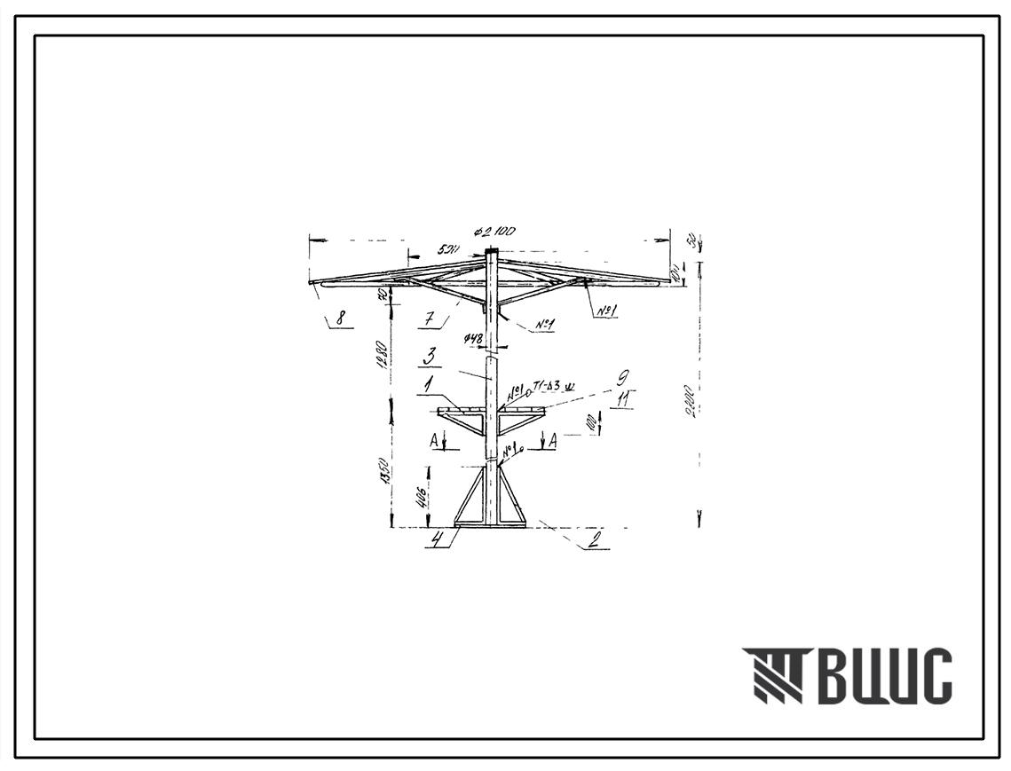 Шифр ЗП-00.000 Каркас зонта пляжного ЗП-00.000