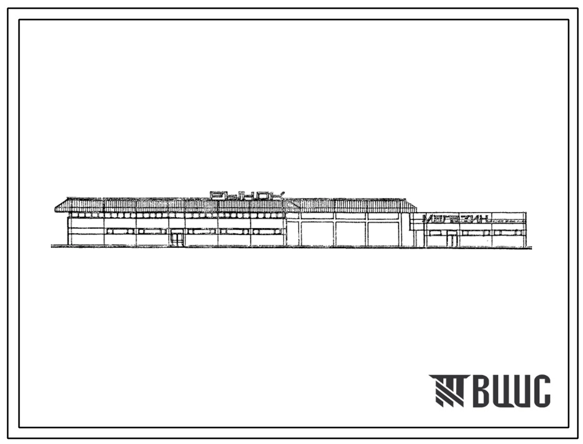 Типовой проект 272-014-27.88 Крытый рынок из зданий – блоков торговой площадью 600 м2. Здание одно -,  двухэтажное. Каркас по  серии 1.020-1/83. Стены из легкобетонных панелей по серии 1.030.1-1.