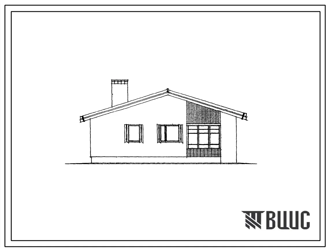 Типовой проект 184-16-5 Одноэтажный одноквартирный двухкомнатный жилой дом со стенами из кирпича и деревянными деталями заводского изготовления. Для строительства во 2 и 3 строительно-климатических зонах.