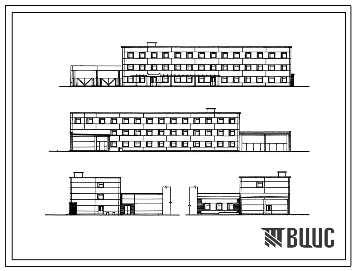 Типовой проект 416-4-110.86 Бытовой корпус с контрольно-пропускным пунктом автотранспортного предприятия на 150 грузовых автомобилей (для южных районов)