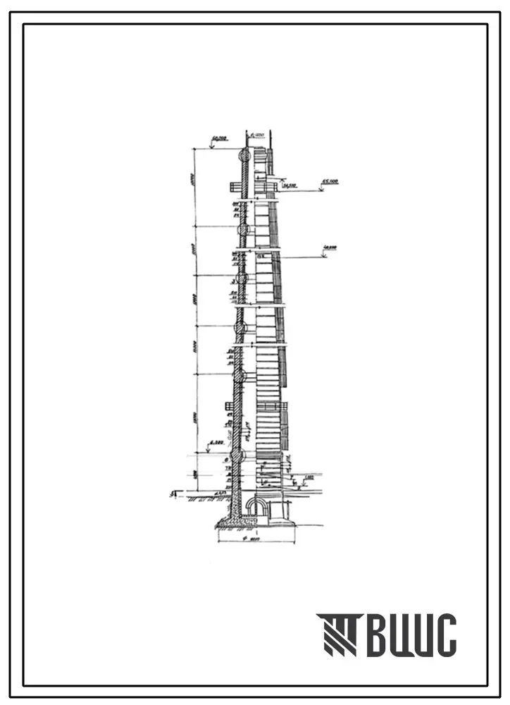 Проект 10261 Труба дымовая кирпичная  Н=60м, До=1,5м