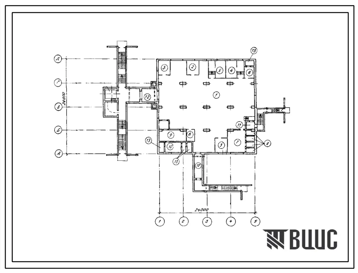 Типовой проект А-II,III,IV-900-281.90 Склад материалов и оборудования отдельно стоящий заглубленный. Стены из железобетонных панелей по серии У-01-01/80 (убежище на 900 человек, размеры убежища 24м на 24м, режимы вентиляции 1,2).