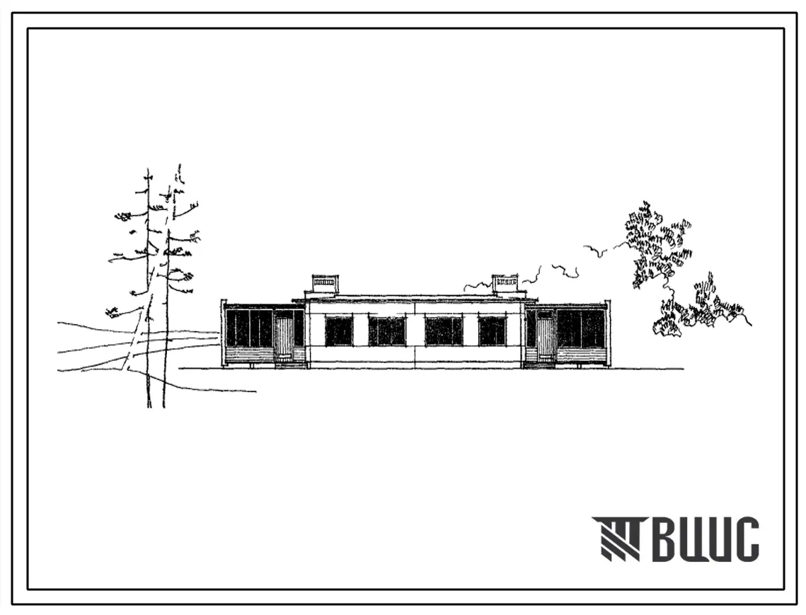 Типовой проект 181-13-39 1-этажный 2-квартирный жилой дом с 2-комнатными квартирами для строительства во 2 и 3 строительно-климатических зонах.