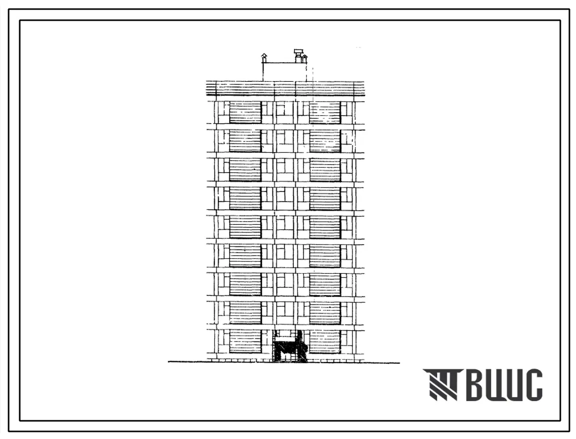 Типовой проект 111-016с Блок-секция поворотная на 18 квартир каркасно-панельных девятиэтажных жилых домов.