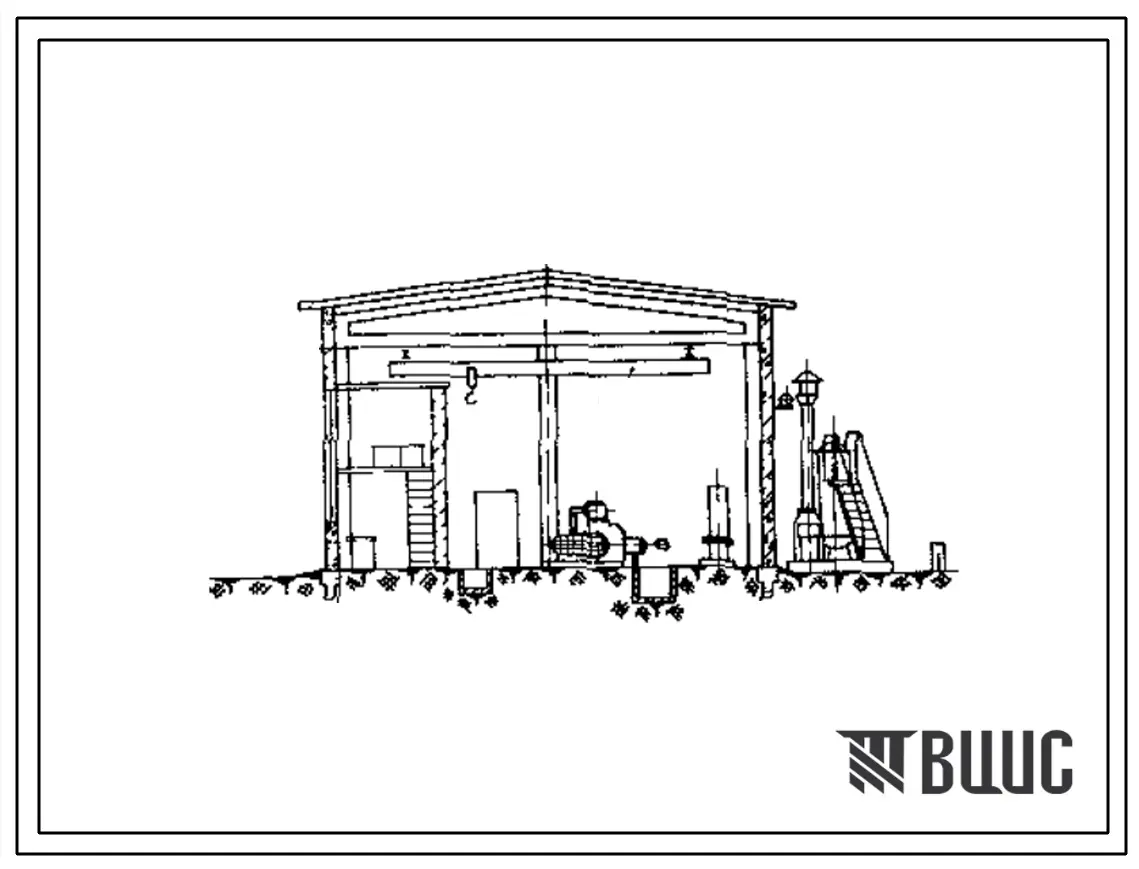 Типовой проект 904-1-1, тип 2 Станция типа 4К-10А производительностью 40 м3/мин сжатого воздуха. Электроснабжения станции на напряжение 6-10 кв от тупиковой трансформаторной подстанции.