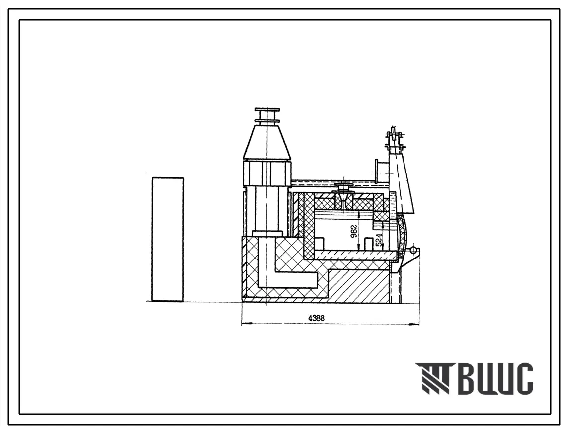Типовой проект 406-9-228 Печь нагревательная камерная размерами пода 2,09х1,62 м на газе низкого давления с отводом дыма вверх