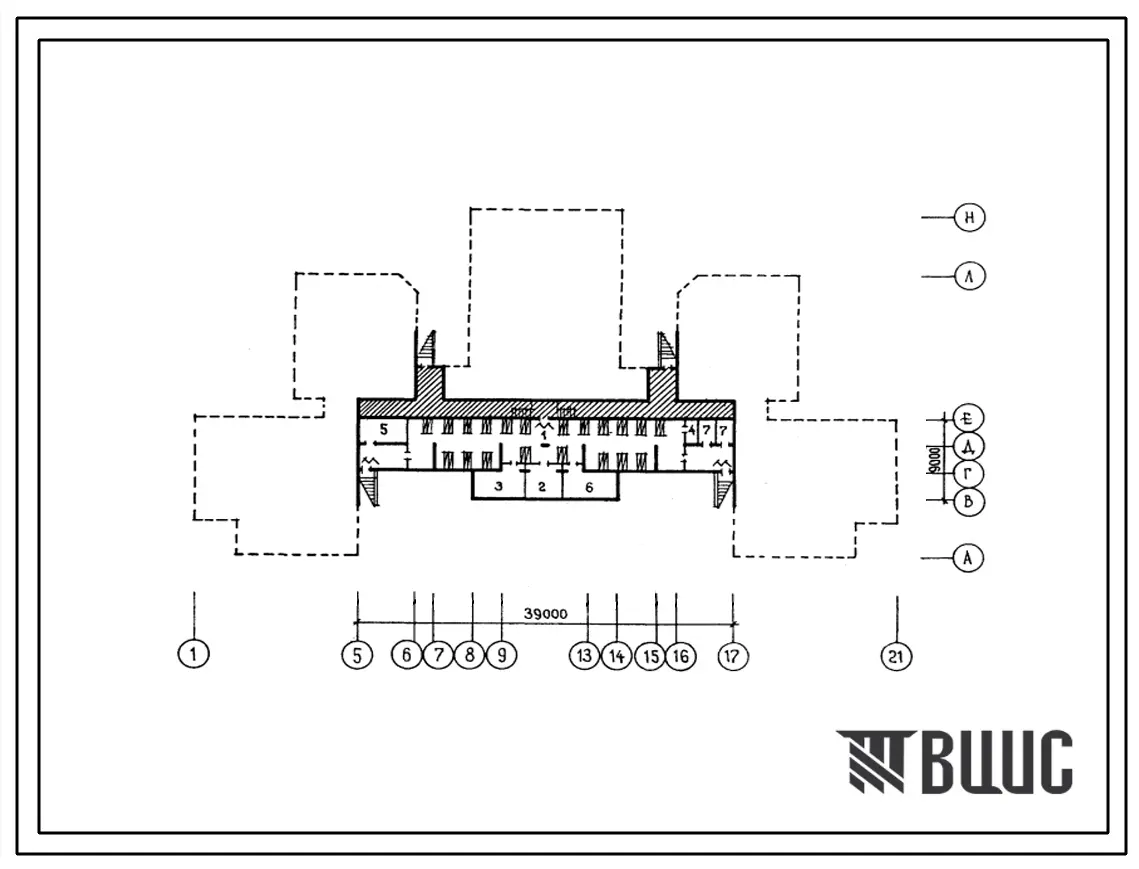Типовой проект П-4-206(214-03-23.88) Хозяйственно-бытовые помещения в подвале дома ребенка на 150 мест со стенами из кирпича, (убежище на 206 человек, размеры убежища 39м на 9м, режимы вентиляции 1,2).