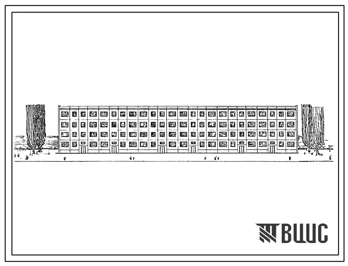 Типовой проект 1Уз-500УСП-7 Четырехэтажный шестисекционный 48-квартирный дом из изделий Ташкентского домостроительного комбината.