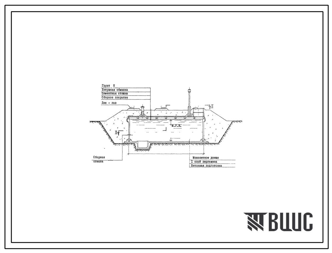 Типовой проект  901-4-3с Резервуар для воды емкостью 250 м.куб железобетонный прямоугольный заглубленный из сборных унифицированных конструкций для районов с сейсмичностью 8 и 9 баллов