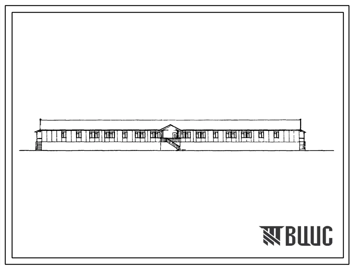 Типовой проект 161-115-74см Одноэтажное общежитие на 54 места. Для строительства в 1В и 1Д климатических подрайонах сейсмичностью 7 баллов, с вечномерзлыми грунтами
