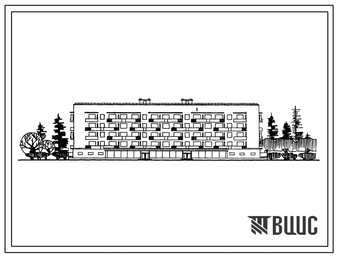 Типовой проект 114-67-06с Пятиэтажный 4-секционный жилой дом на 36 квартир (однокомнатных-4, двухкомнатных-16, трехкомнатных-12, четырехкомнатных-4) с продовольственным магазином. Для строительства в Западных и Одесской областях Украинской ССР